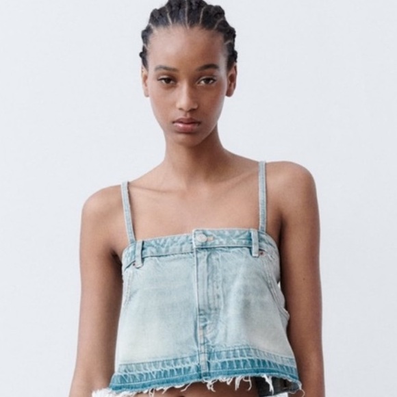 NEW! Zara Ripped Denim Top - Picture 3 of 7